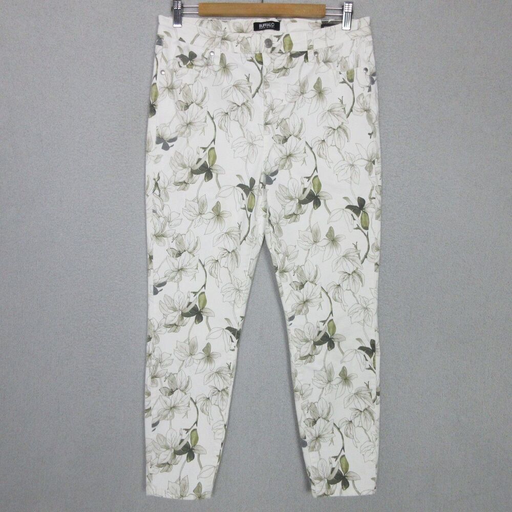 Buffalo David Bitton Jeans 12/32 (meas 32x26) White Floral Havana Skinny Ankle